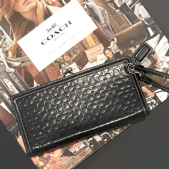 Coach Bags Vintage Coach Leah Kiss Lock Wristlet Monogrammed Black